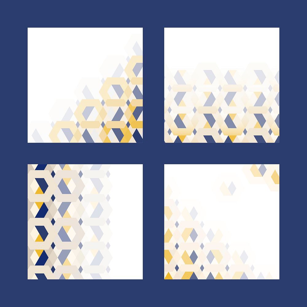 3D yellow and blue hexagonal patterned banner vectors set