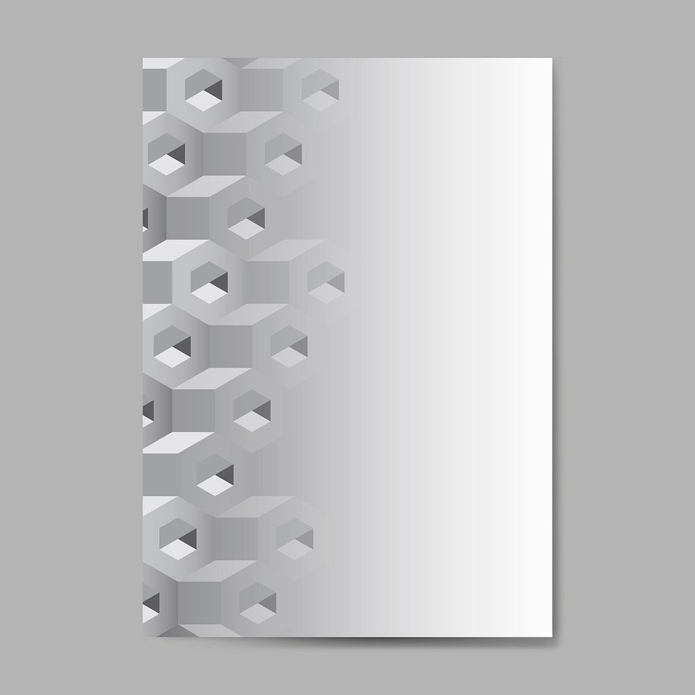 3D gray hexagonal patterned poster template vector