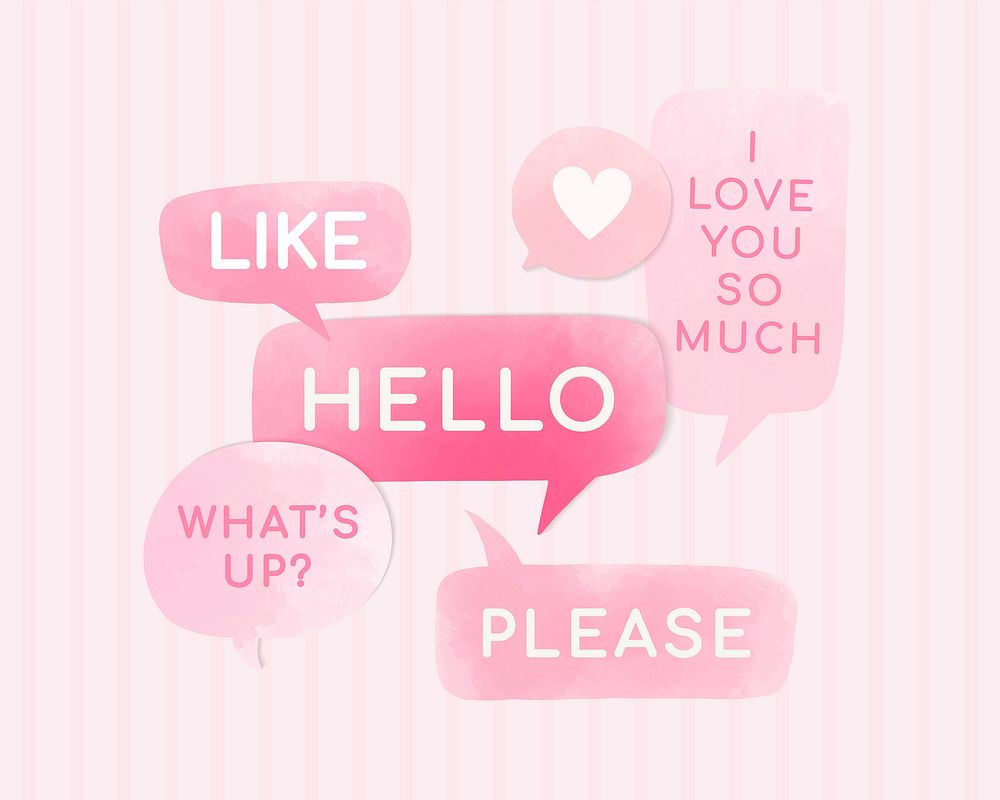 Pink speech bubble vectors set on a pink background
