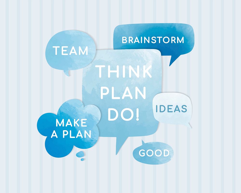 Business plan blue speech bubble vectors set