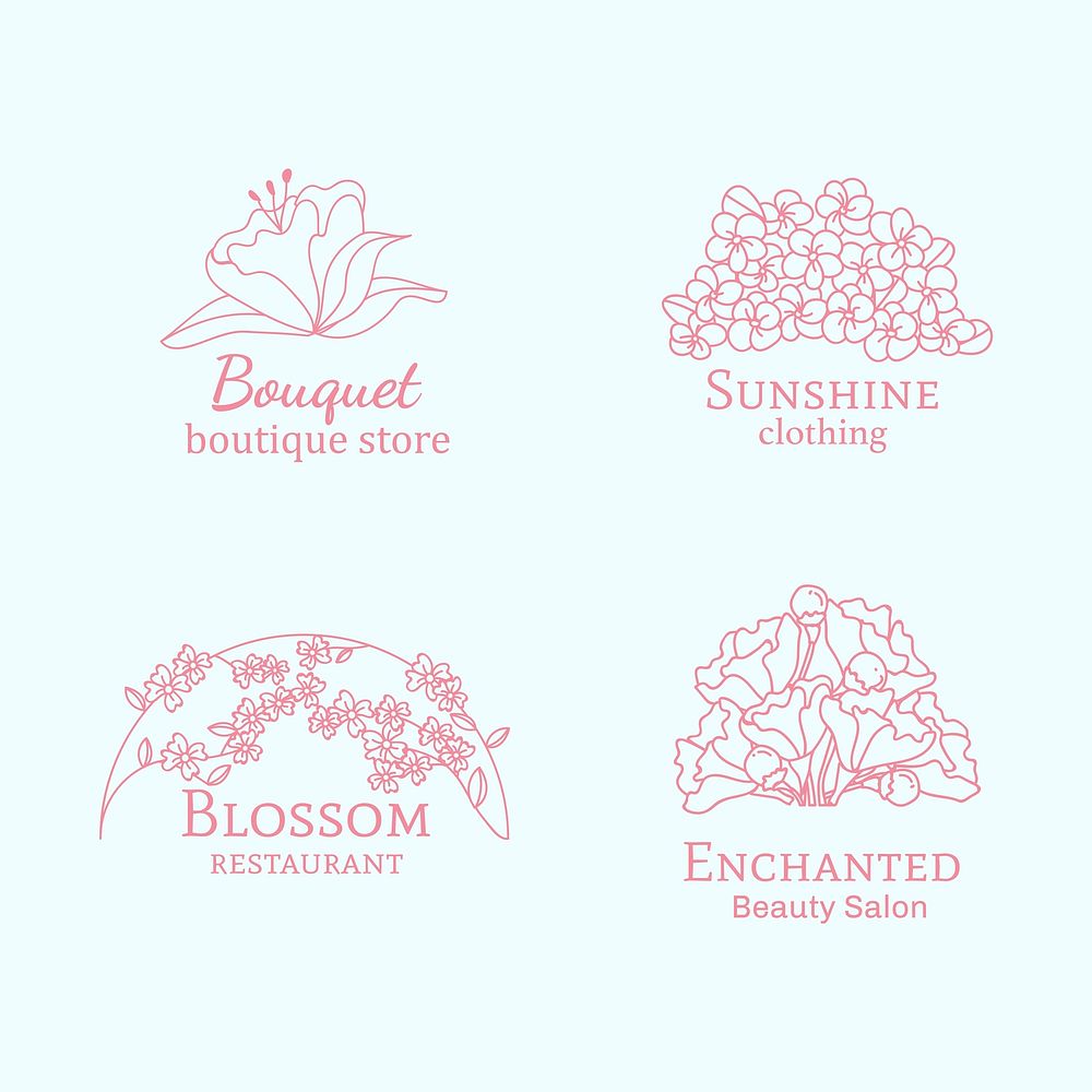 Floral feminine logo design set