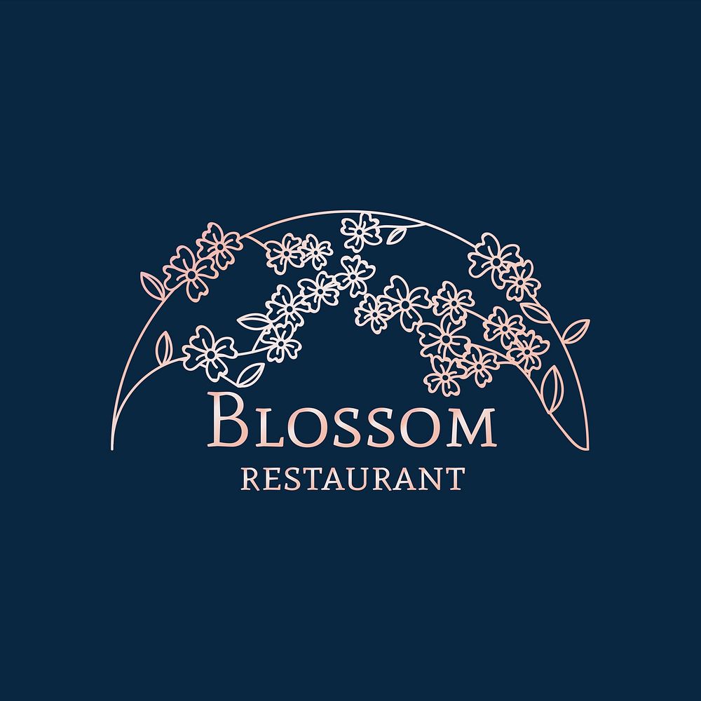 Floral blossom restaurant logo vector