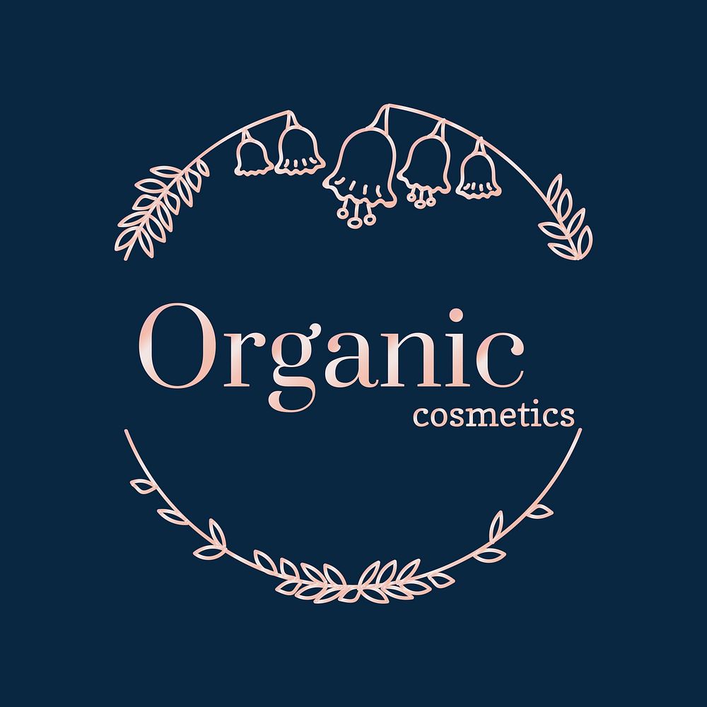 Floral organic cosmetics logo vector