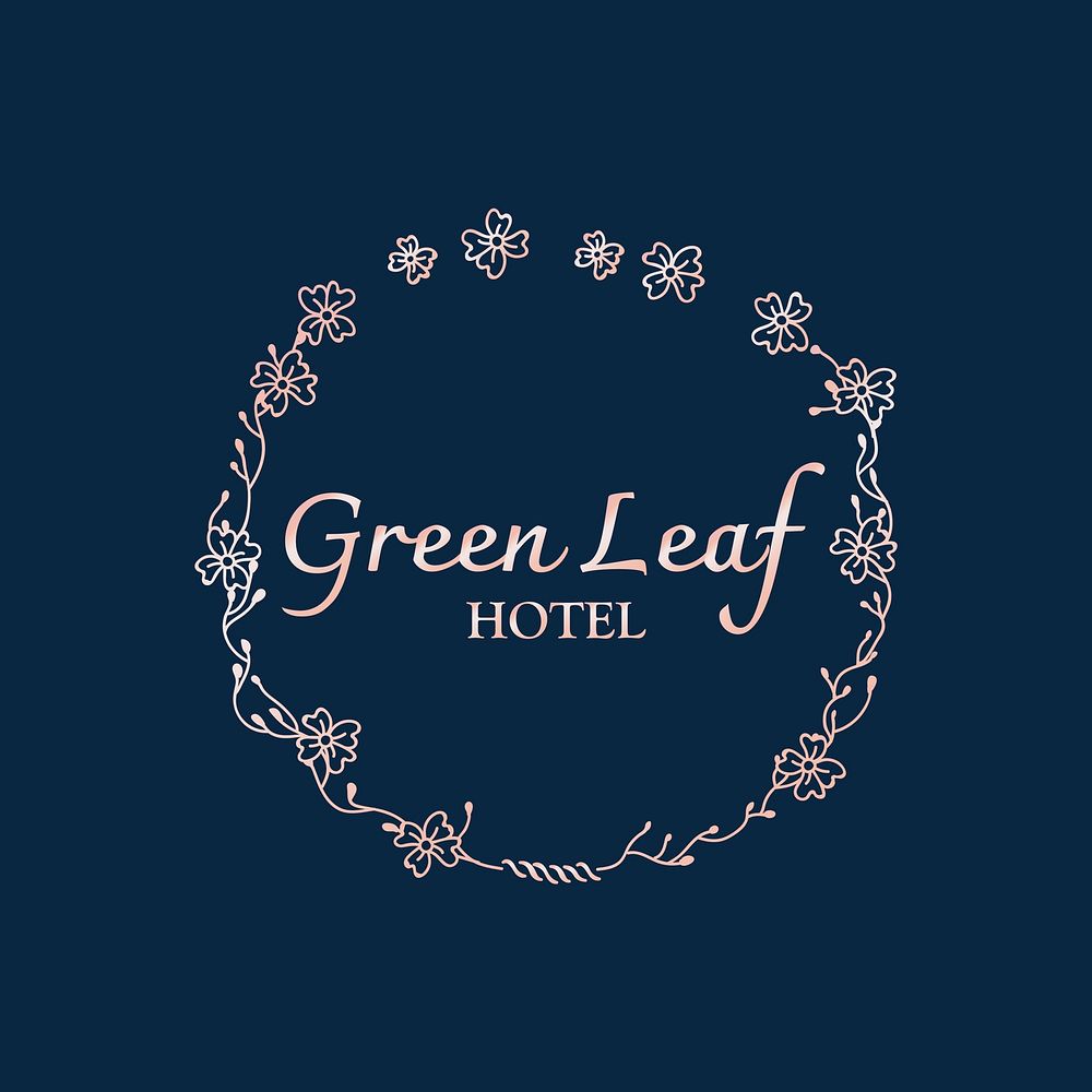 Green leaf hotel logo vector