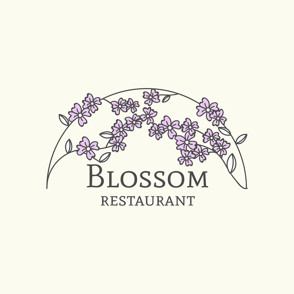 Floral blossom restaurant logo vector