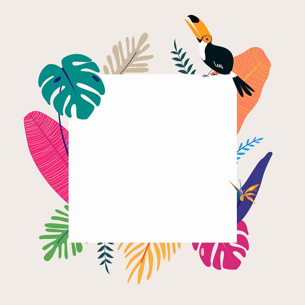 Tropical poster template beige background vector