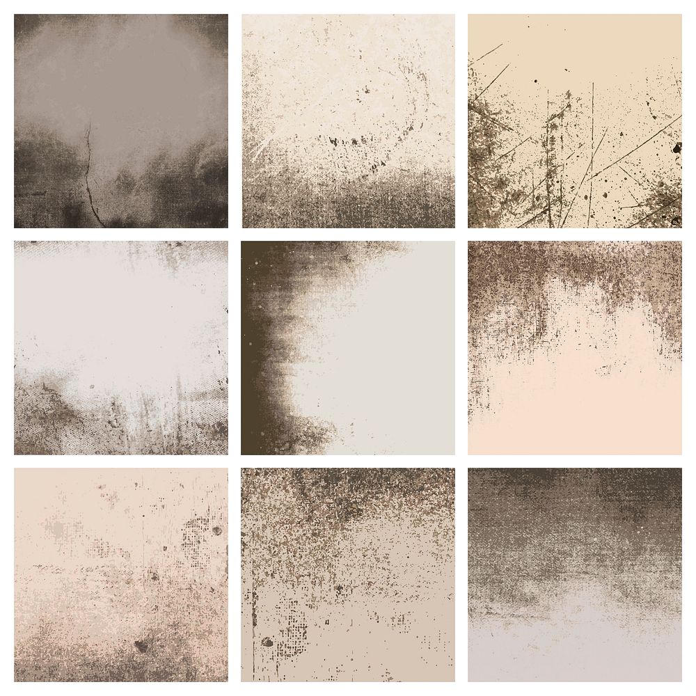 Grunge beige distressed textured backgrounds set