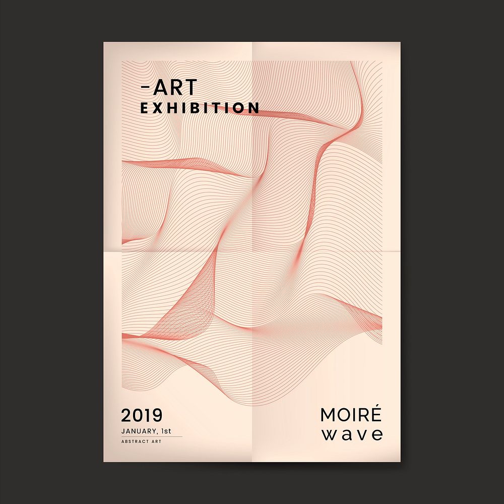 Beige moir&eacute; wave art exhibition poster vector