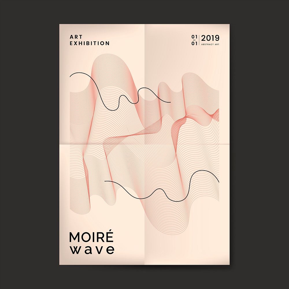 Beige moir&eacute; wave art exhibition poster vector