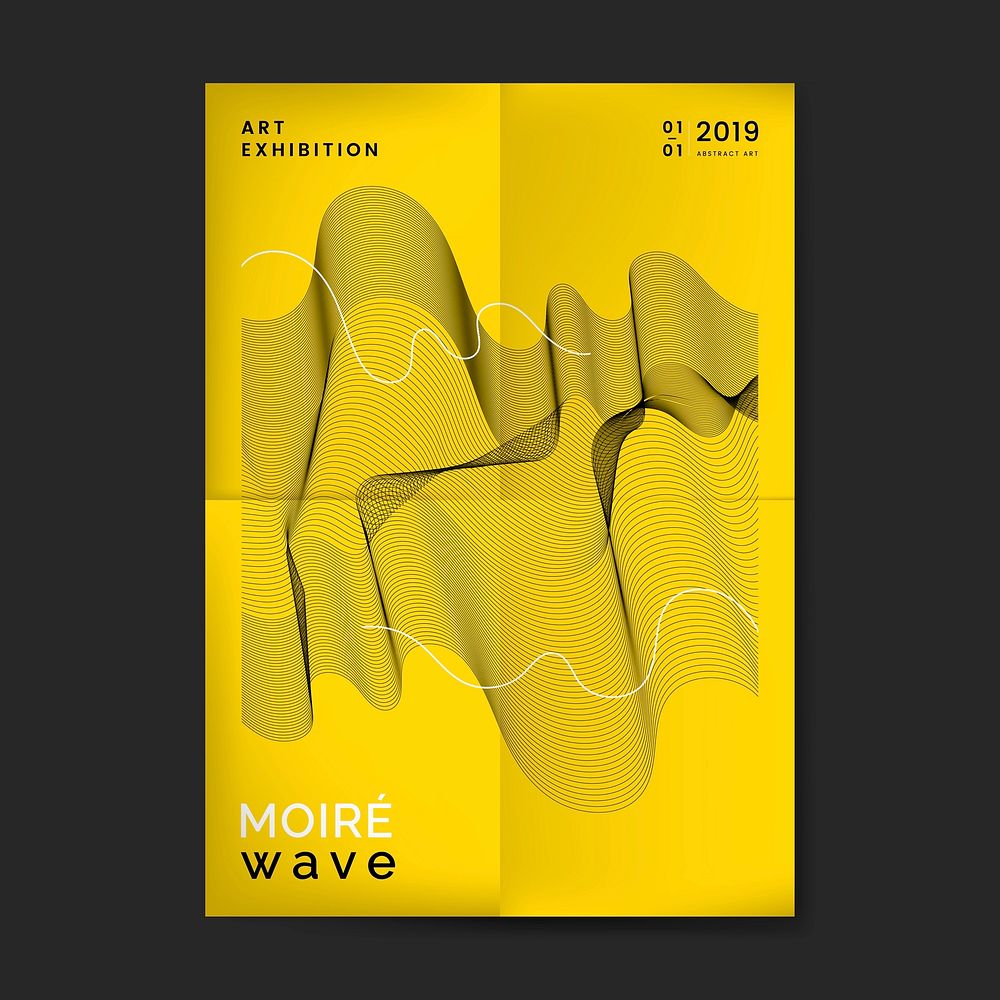 Black moir&eacute; wave art exhibition poster vector