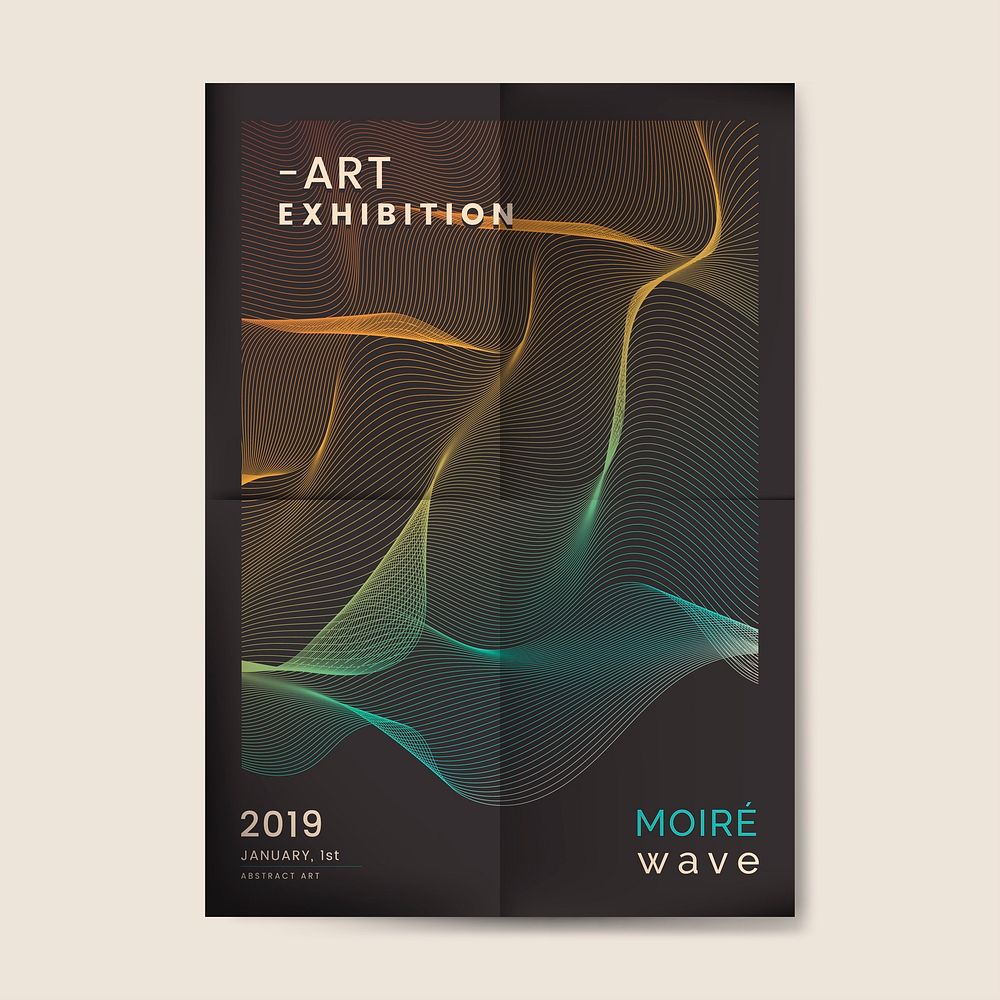 Black moir&eacute; wave art exhibition poster vector