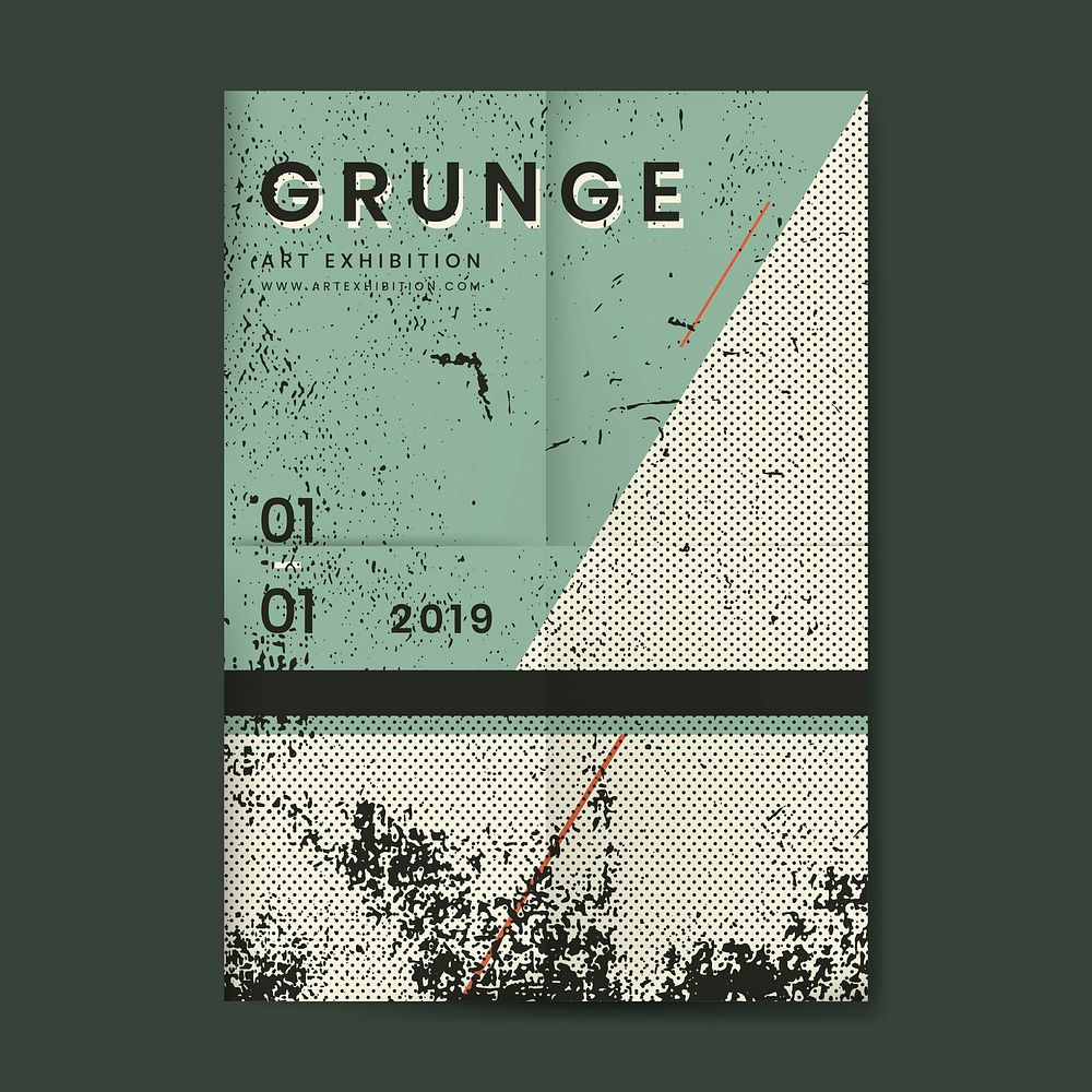Grunge pine green distressed textured poster