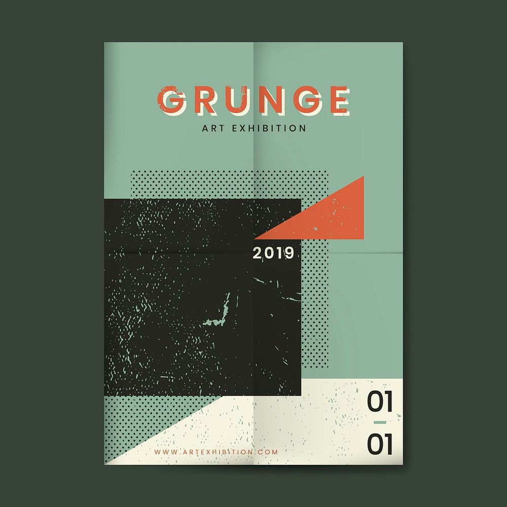 Grunge pine green distressed textured poster