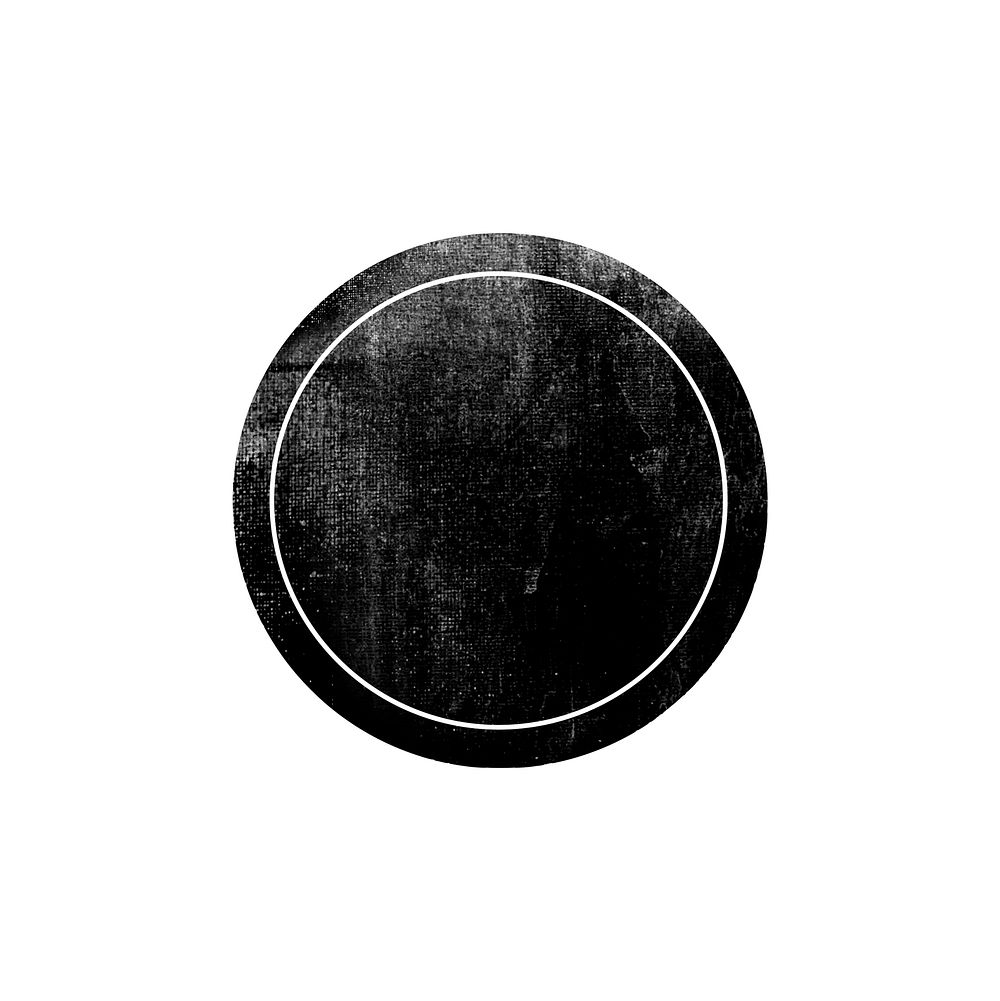 Grunge black and white distressed textured round badge