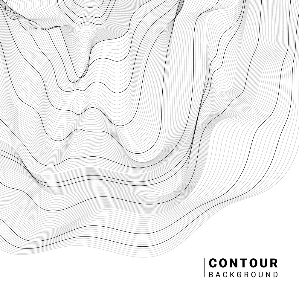 Black and white abstract map contour lines texture