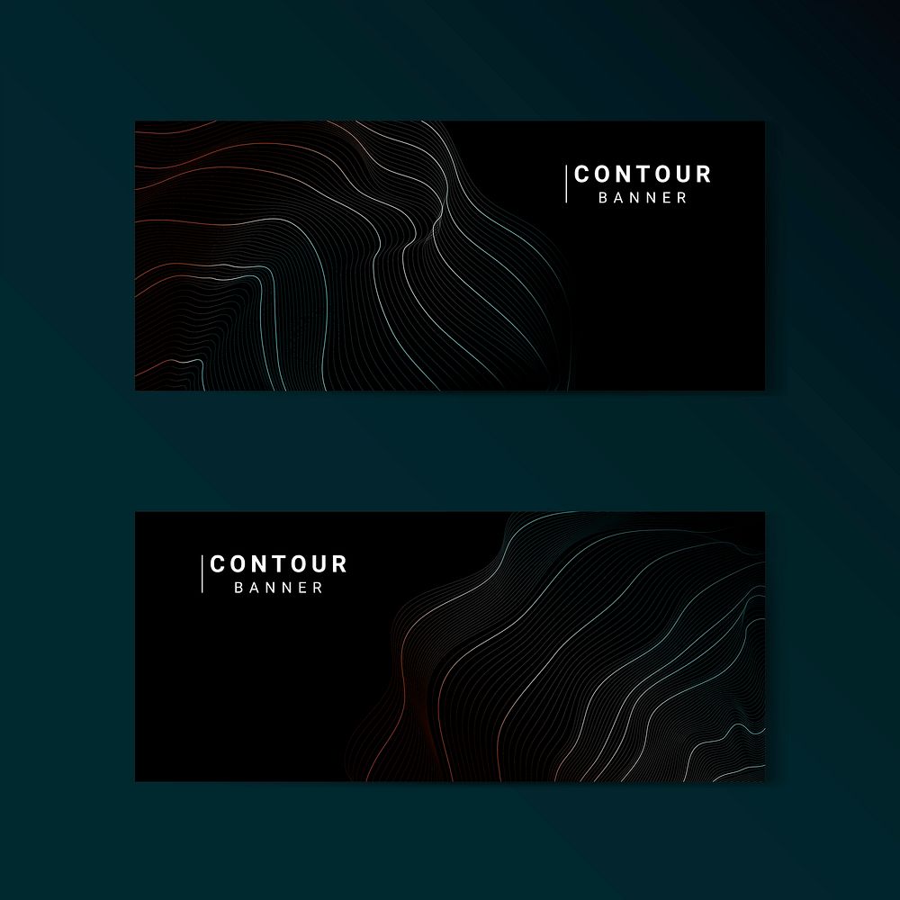 Green and black abstract map contour lines banners set