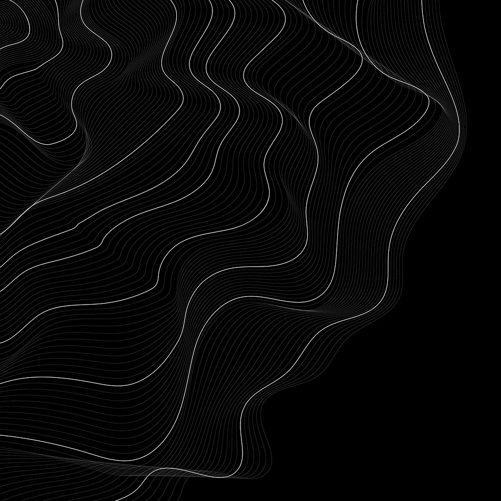 Black and white abstract map contour lines background