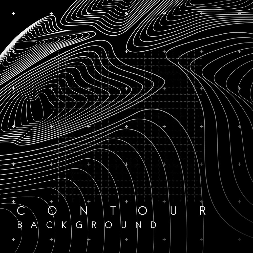 Black and white abstract map contour lines background