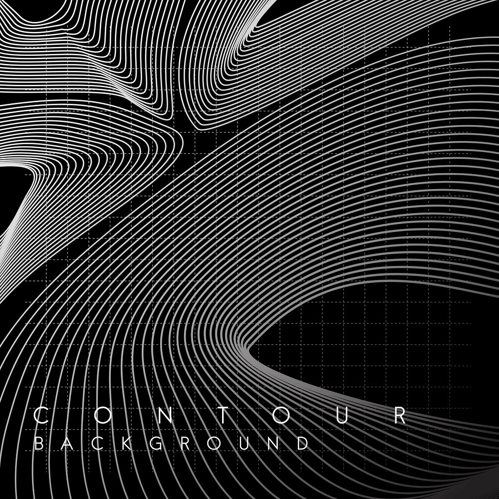 Black and white abstract map contour lines background