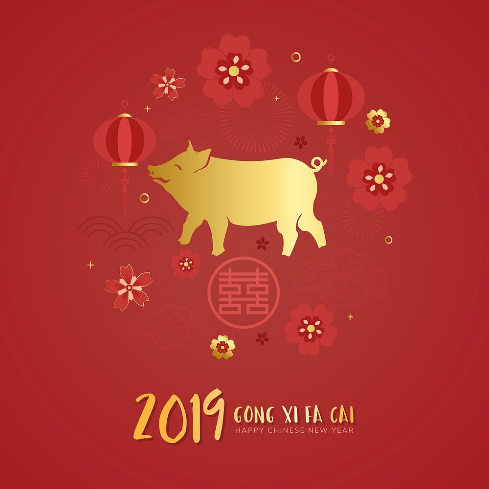 Year of the pig Chinese new year 2019 greeting background