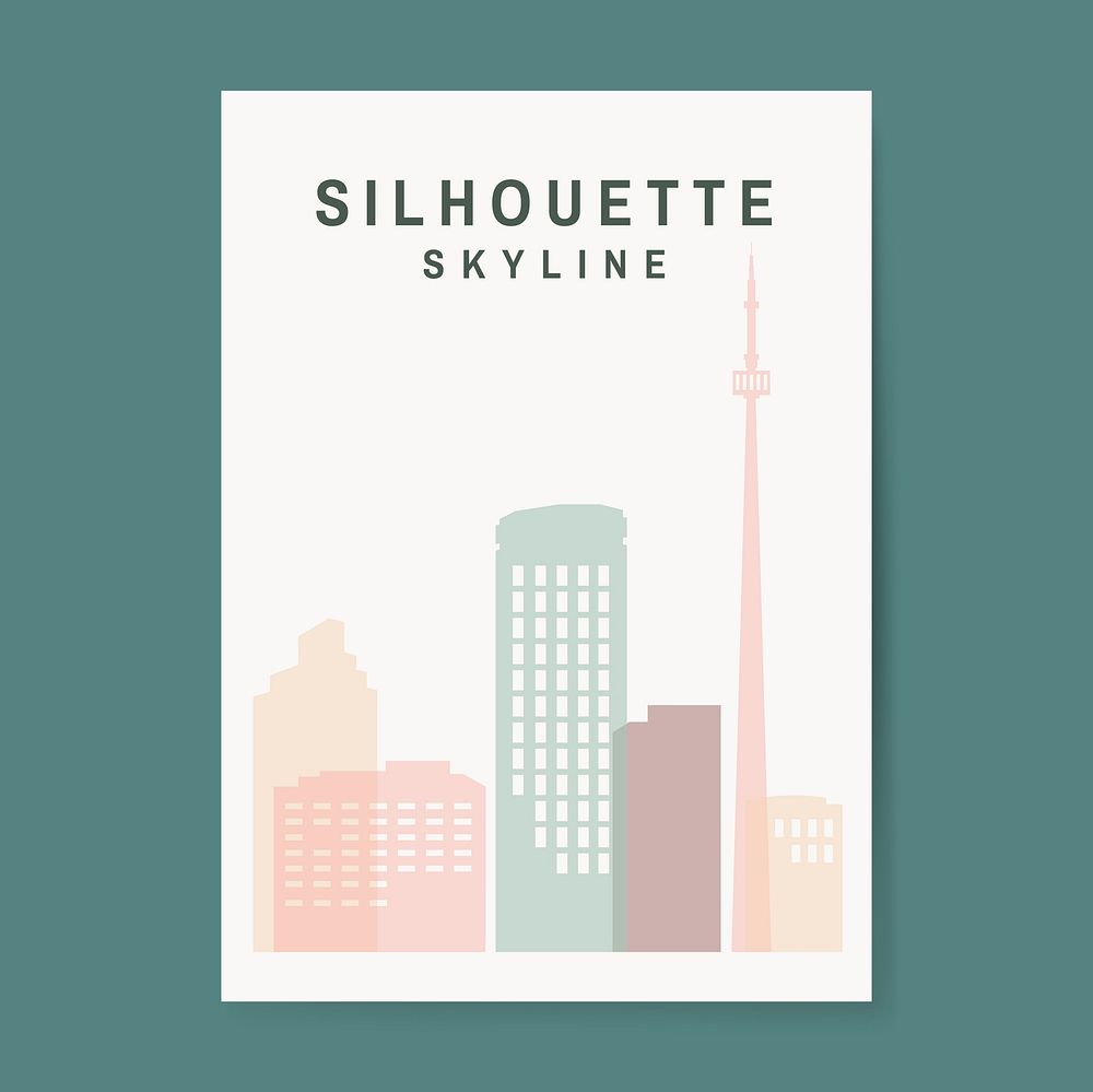 Silhouette skyline poster template vector