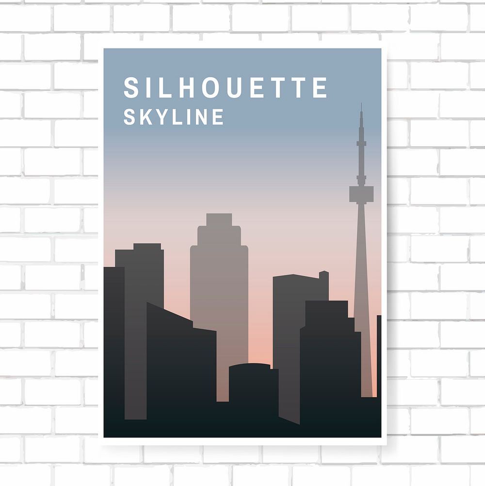 Silhouette skyline poster template vector