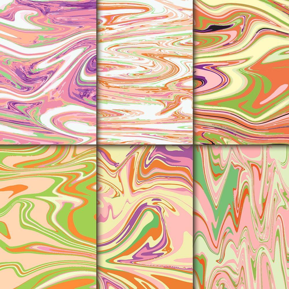 Marble abstract colorful paint textured backgrounds vector set