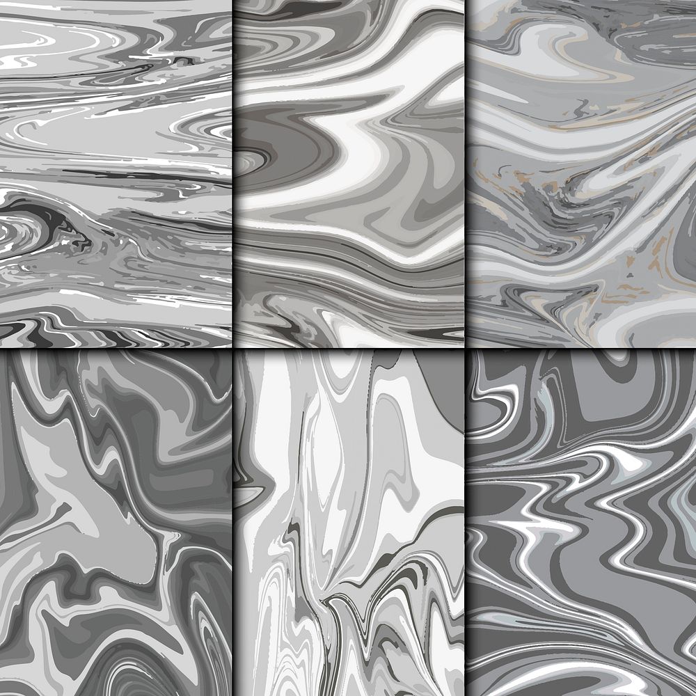Marble abstract gray paint textured backgrounds vector set