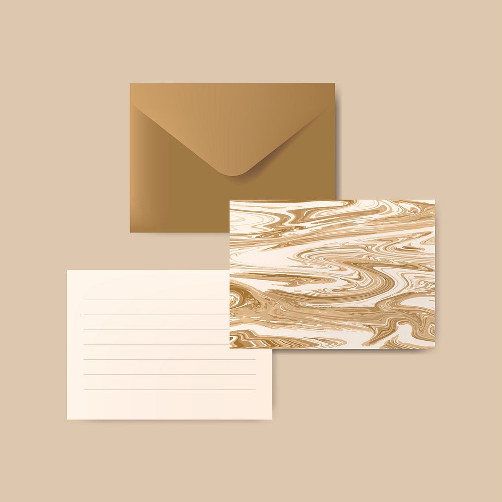 Brown envelope with letter and marble abstract postcard vector