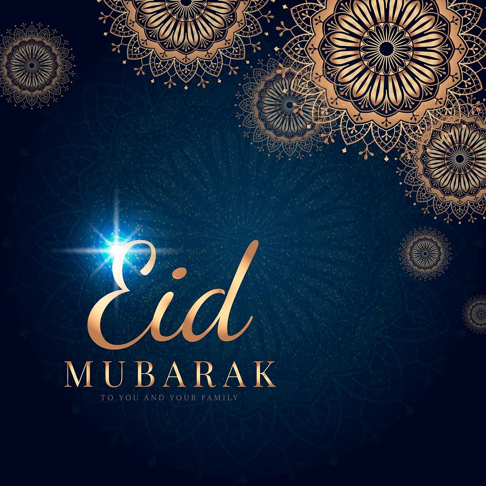 Eid Mubarak card with mandala pattern background
