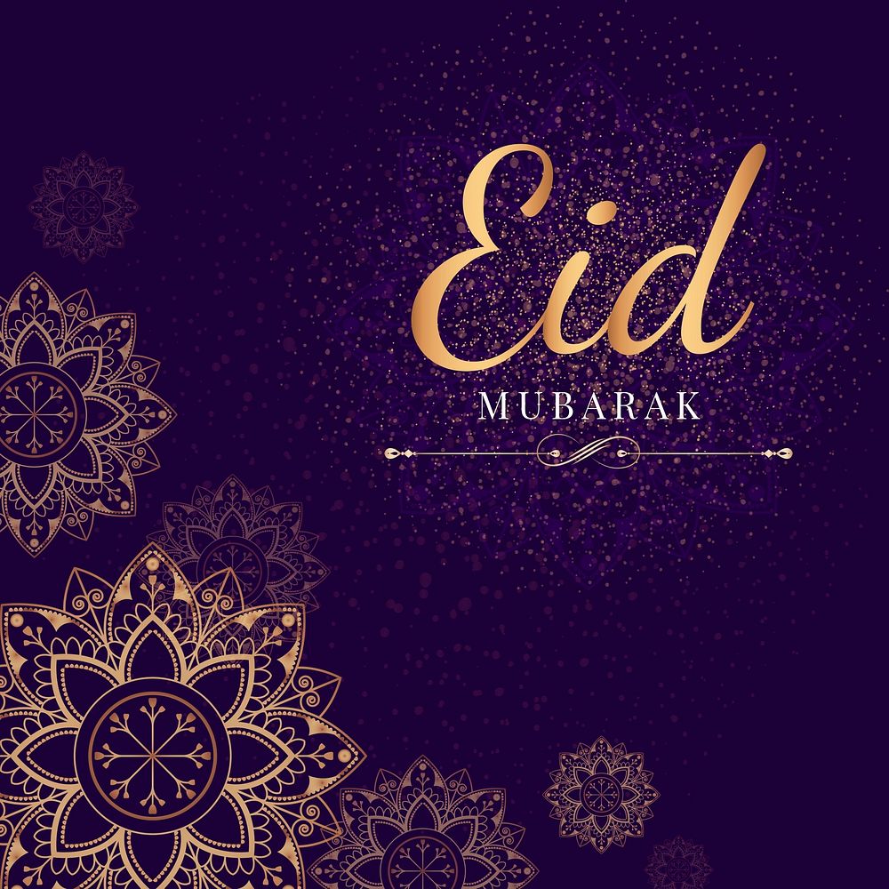 Eid Mubarak card with mandala pattern background