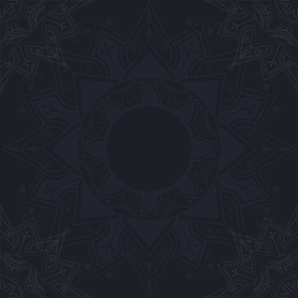 Gray mandala pattern on black  background vector