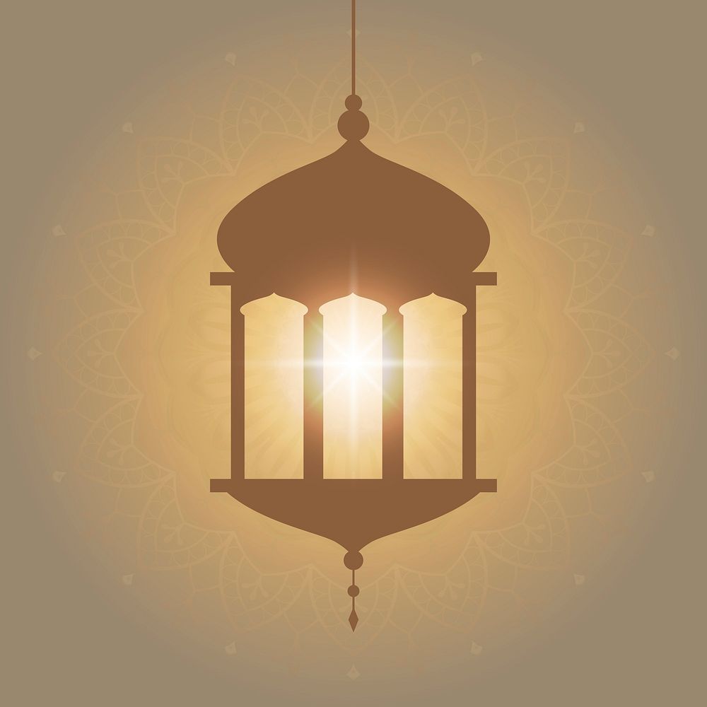 Eid mubarak lantern background vector