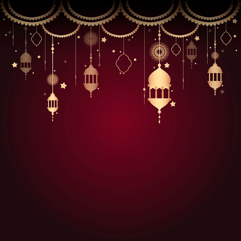 Eid mubarak lantern background vector
