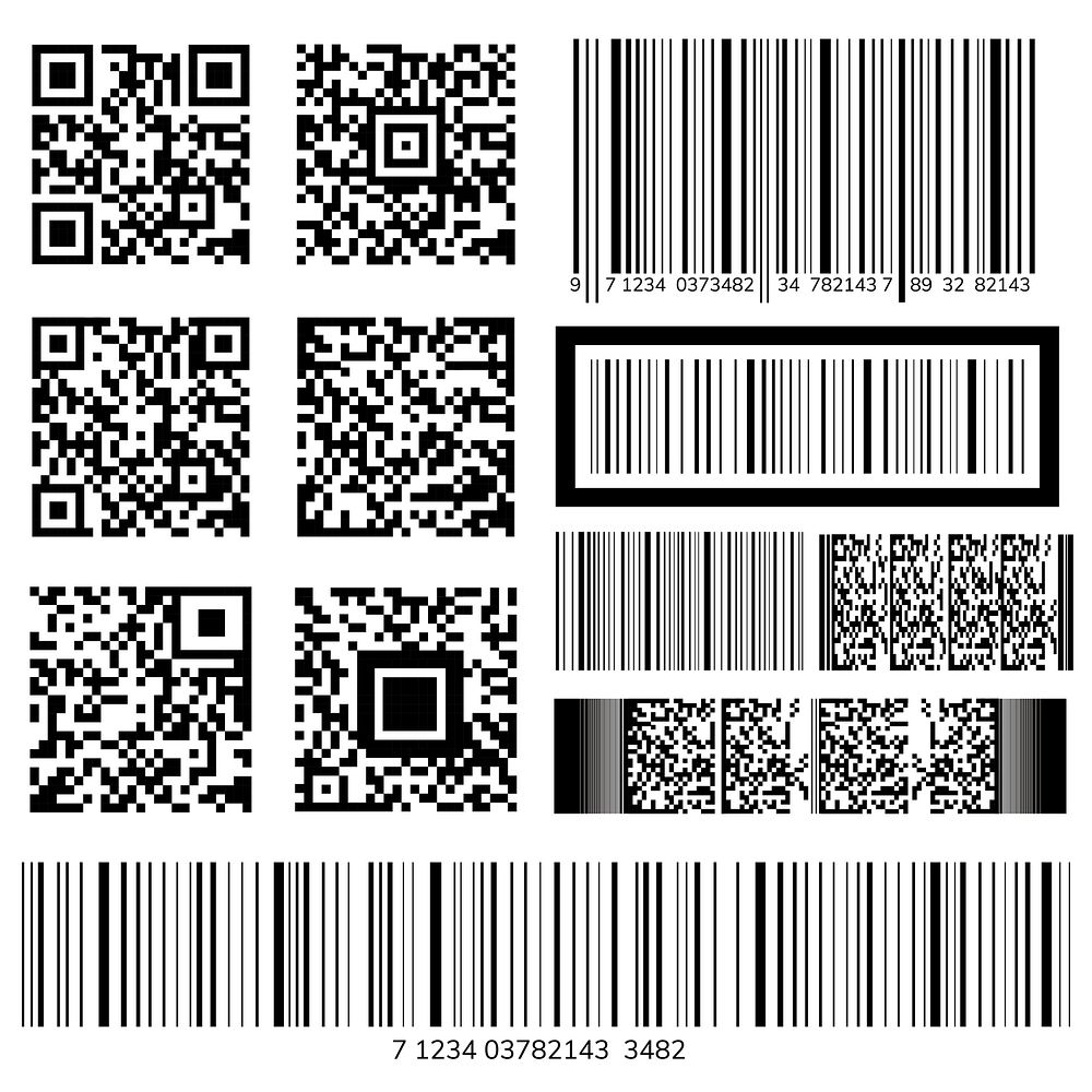 Barcode and QR code vectors