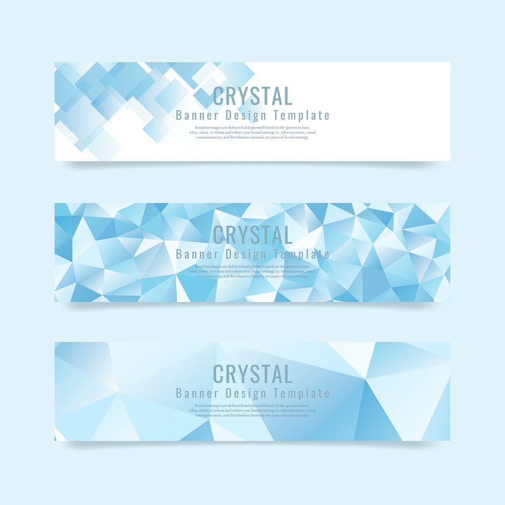 Blue and white crystal textured banner template vector