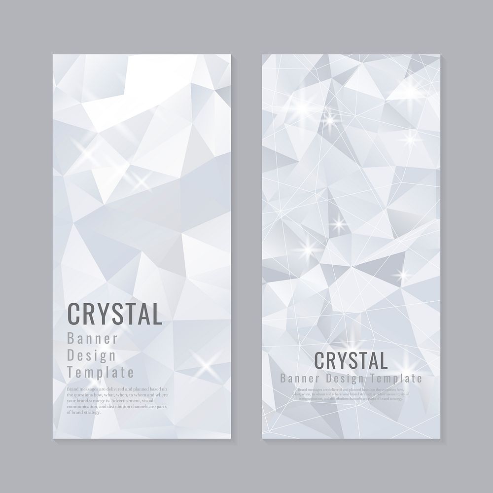 Gray and white crystal textured banner template vector