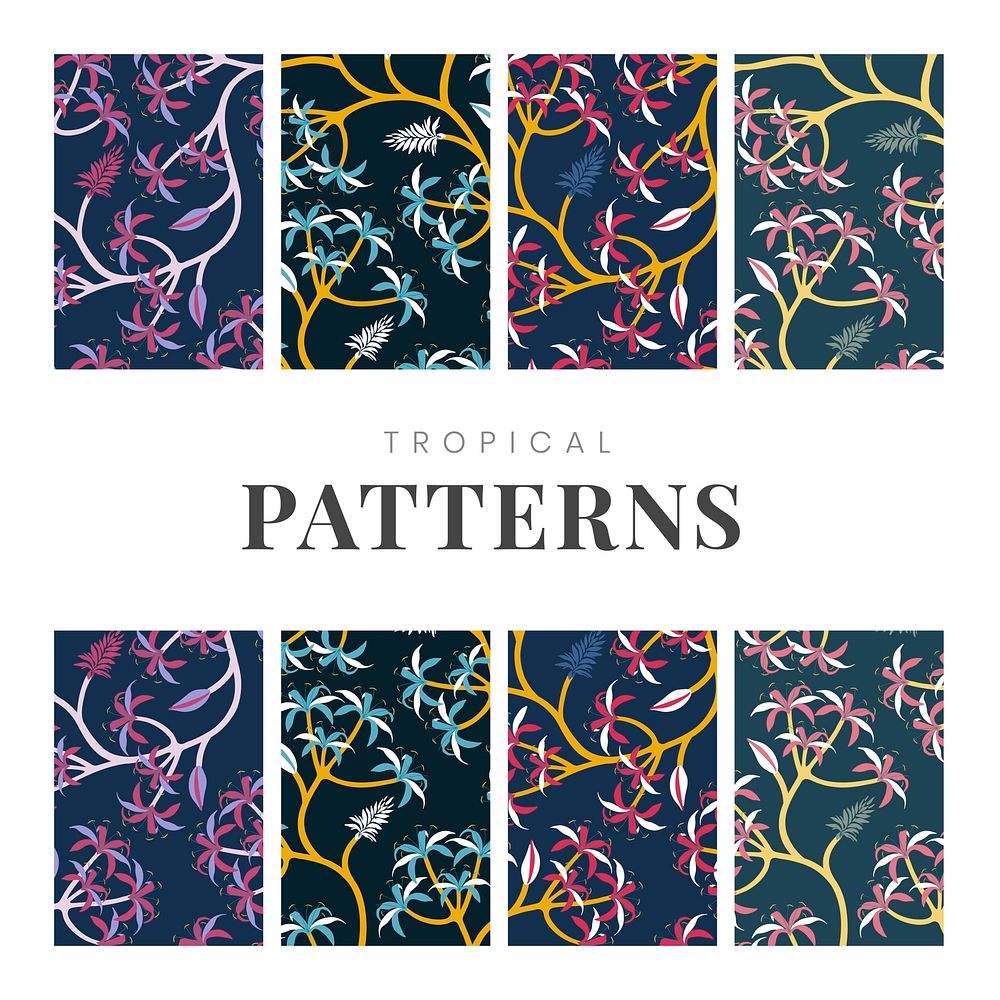 Colorful nature seamless patterned backgrounds set vector