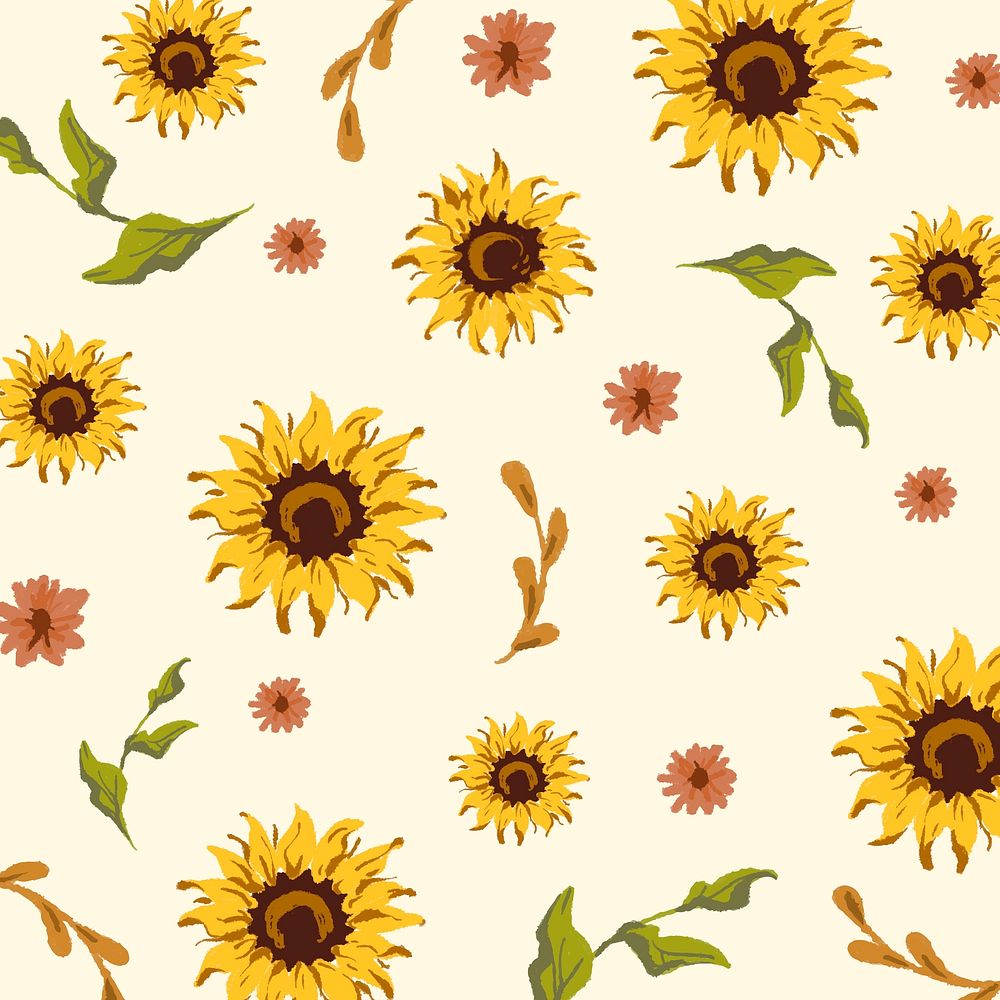 Sunflower pattern with a beige background