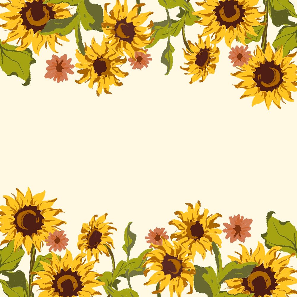 Sunflower pattern beige background | Premium Vector - rawpixel