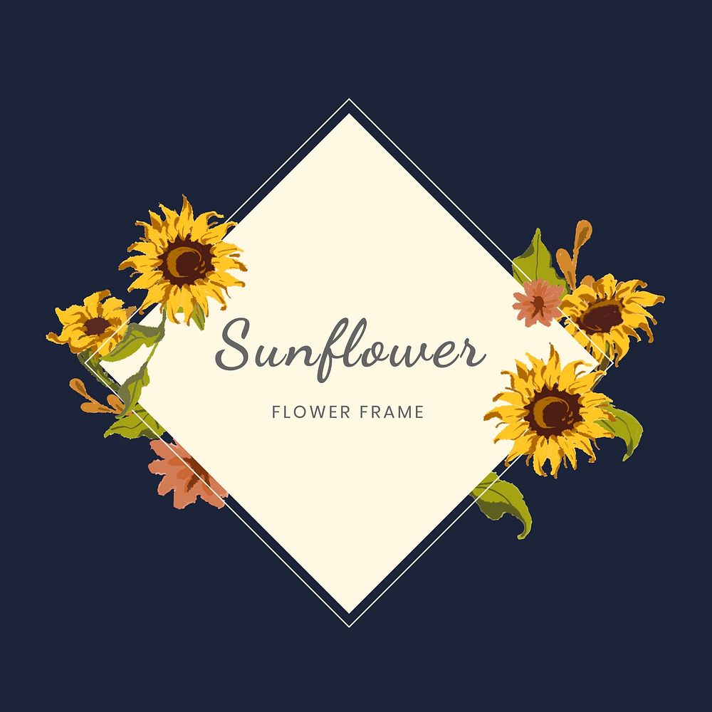Sunflower square framed badge vector