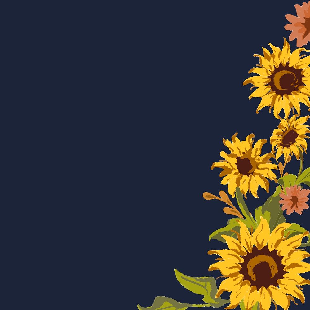 Sunflower pattern with a navy blue background