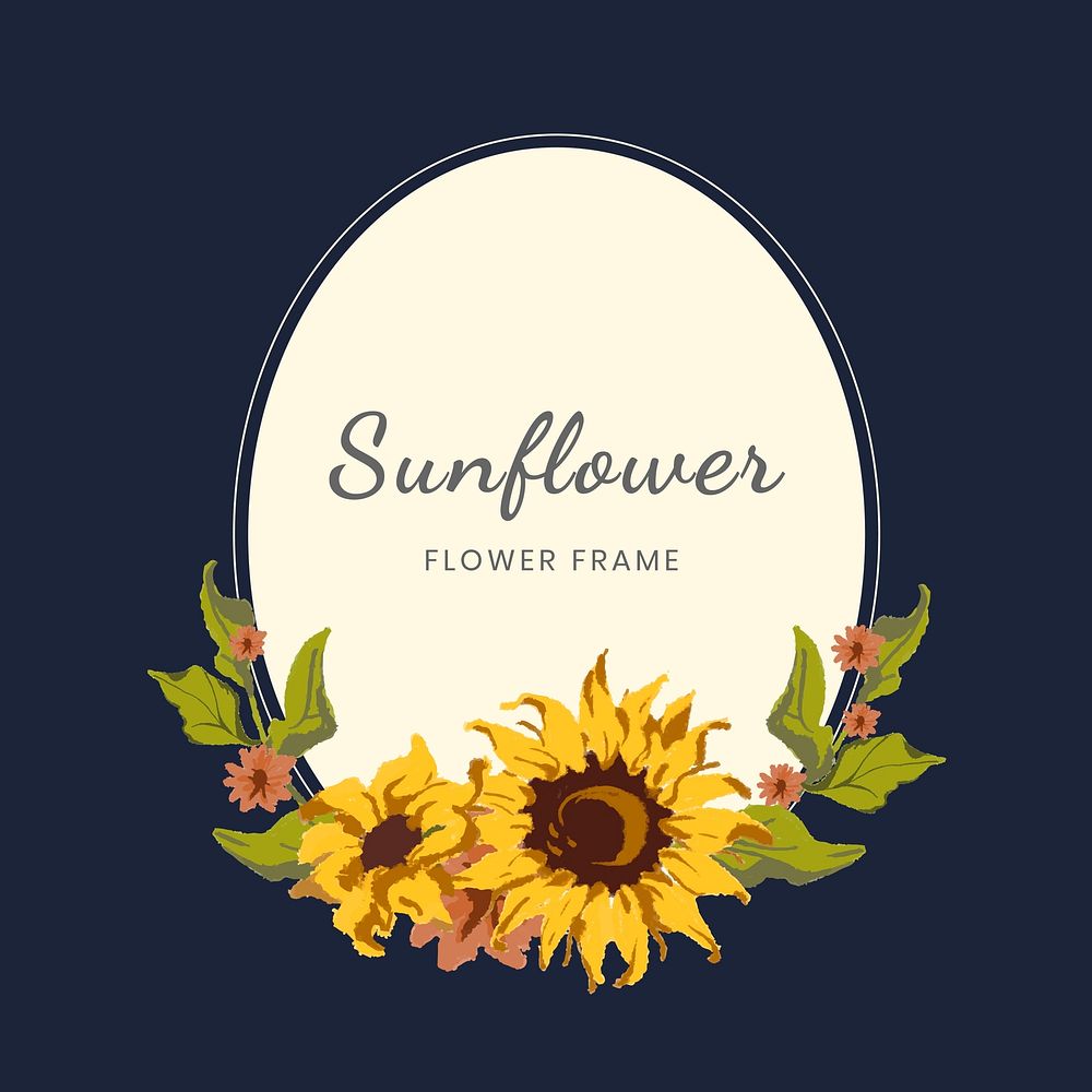 Sunflower oval framed badge vector