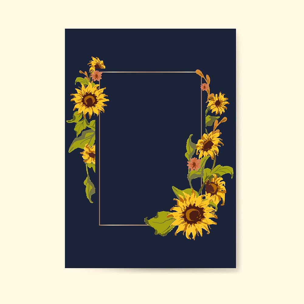 Blank sunflower invitation card mockup vector