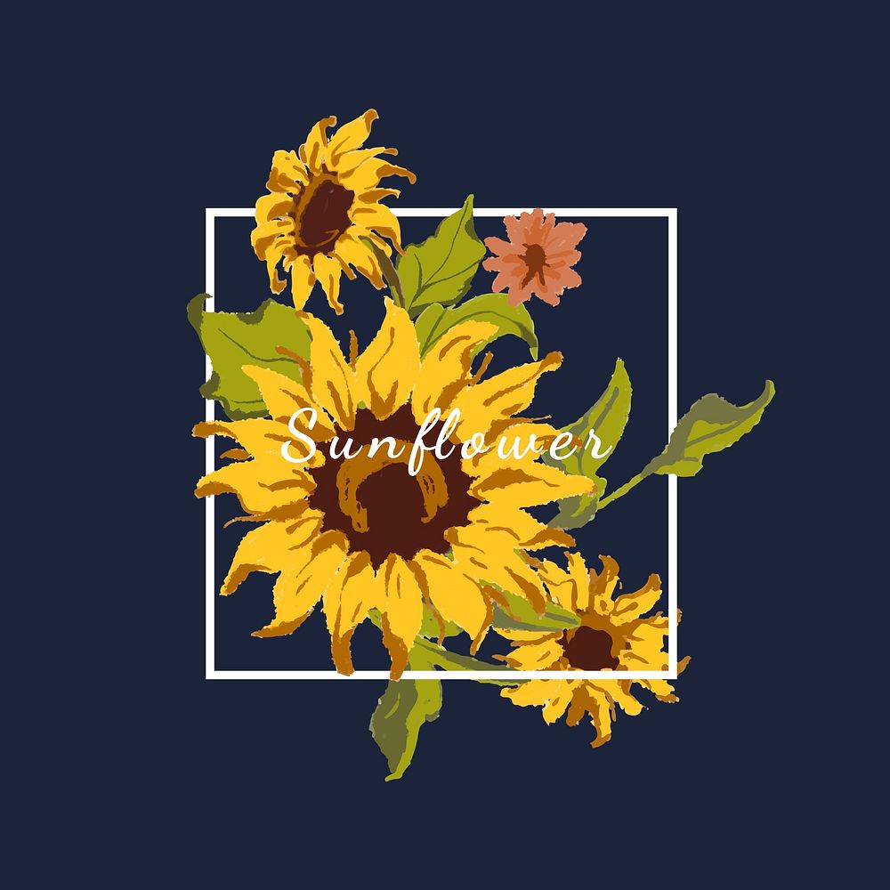 Sunflower pattern with a navy blue background
