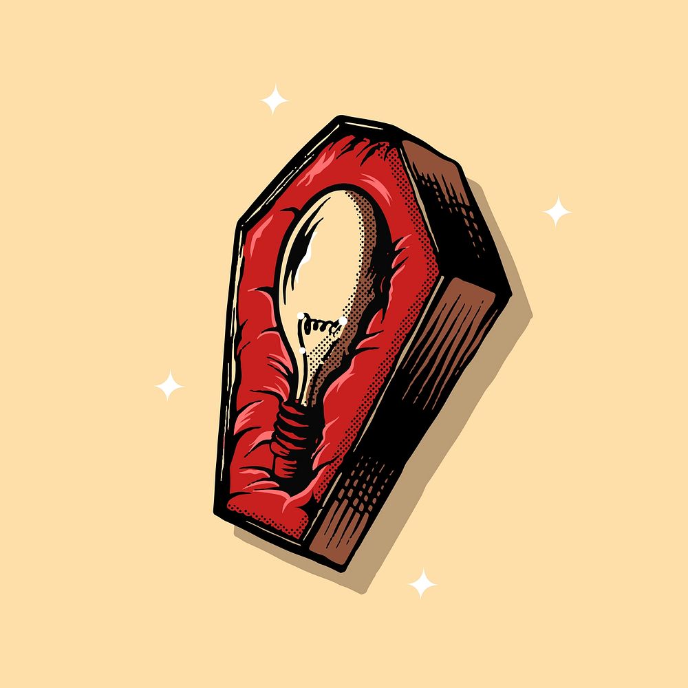 Light bulb in the coffin vector