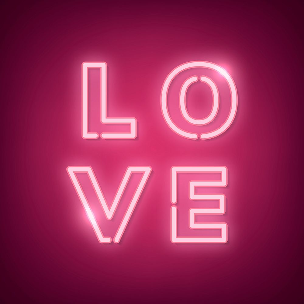 Neon light love word pink | Premium Vector - rawpixel