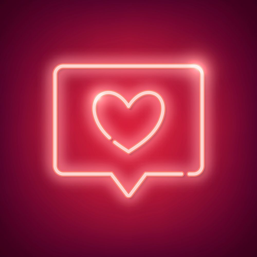 Neon pink light Valentine's day symbol on background