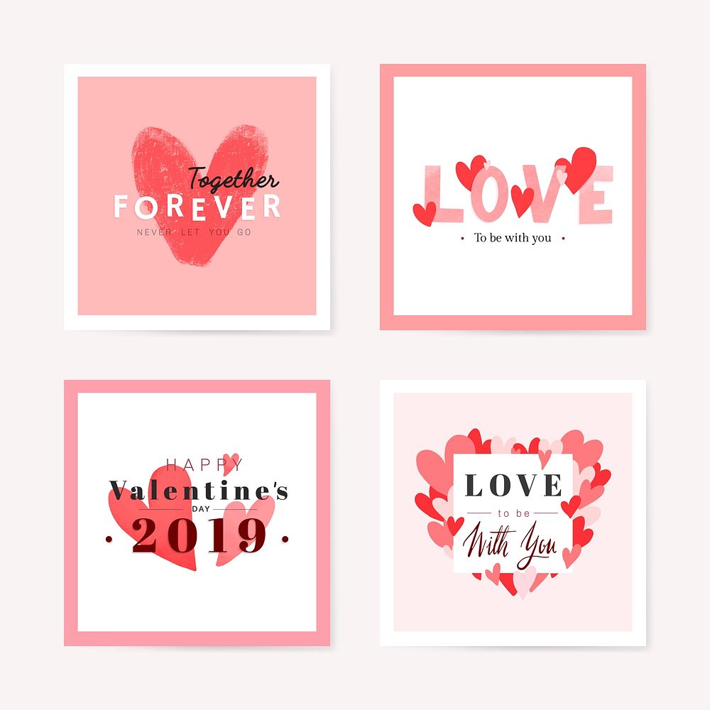 Valentine's day card set collection in vector