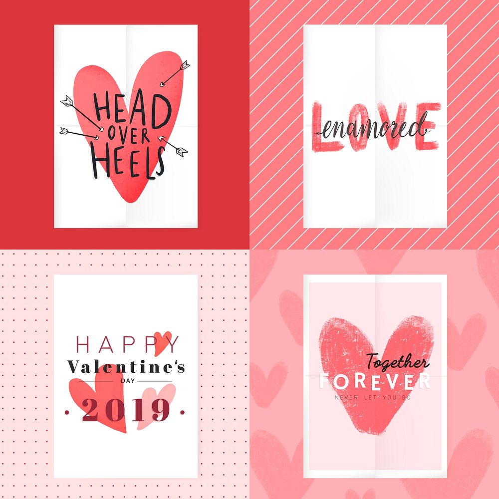 Valentine's day card set design vector